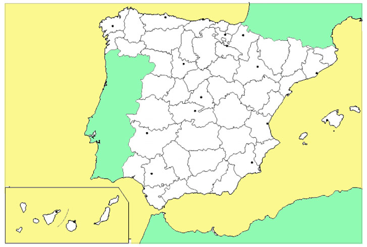 mapa de europa mudo. Mapa político de España (mudo)